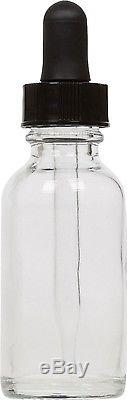 300 Pack Clear Glass Boston Round Bottle with Black Glass Dropper 1 oz