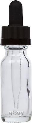 300 Pack Clear Glass Bottle with Black Child Resistant Glass Dropper 0.5 oz
