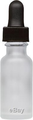 300 Pack Frosted Glass Boston Round Bottle with Black Glass Dropper 0.5 oz