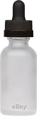 300 Pack Frosted Glass Bottle with Black Child Resistant Glass Dropper 1 oz
