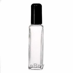 30 ml Square Tall Clear Glass Perfume Bottle with Black Cap (Case of 72 Pcs)