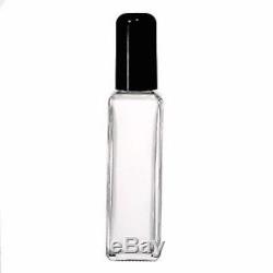 30 ml Square Tall Clear Glass Perfume Bottle with Black Cap (Case of 72 Pcs)