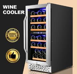 32 Bottle Dual Zone Wine Fridge 15 Inch Built-in Freestanding Wine Cooler#Family