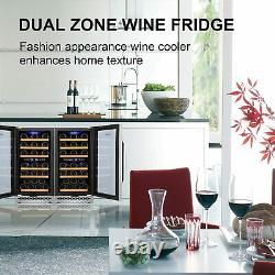 32 Bottle Dual Zone Wine Fridge 15 Inch Built-in Freestanding Wine Cooler Home