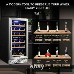 32 Bottle Dual Zone Wine Fridge Energy Saving&LED Display Wine Refrigerator COOL