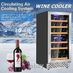 32 Bottle Dual Zone Wine Fridge Energy Saving &LED Display Wine Refrigerator New