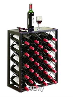 32 Bottle Holder Black Wine Rack Glass Table Top Wine Racks Bar Storage Display