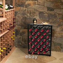 32 Bottles Wine Rack Stand With Glass Table Top Black Industrial Wine Bar Cabine