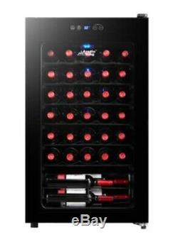 34 Bottle Wine Cooler Garage Metal Fridge LED Display Touch Control Glass Door