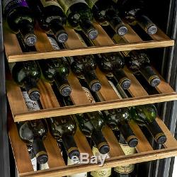 35 Bottles Wine Cooler Compressor Fridge Chiller Cellar with Wood Shelf Glass Door