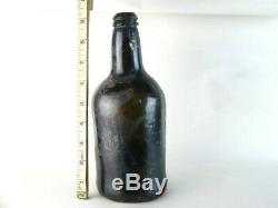 38587 Old Antique Bottle Freeblown Black Glass Wine Pontil English Mallet