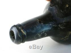 38587 Old Antique Bottle Freeblown Black Glass Wine Pontil English Mallet