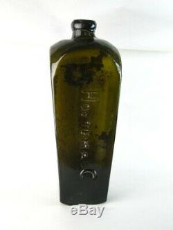 38589 Old Antique Freeblown Black Glass Wine Bottle Pontil Dutch Gin Bottle