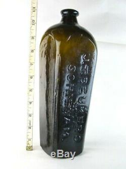 38590 Old Antique Freeblown Black Glass Wine Bottle Pontil Dutch Gin Pig Snout