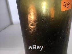 38# c. 1700's-1800's BLACK GLASS BLOWN PORT BOTTLE SEA SALVAGED PIRATE ARTIFACT