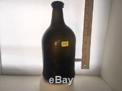 39# c. 1700's-1800's BLACK GLASS BLOWN PORT BOTTLE SEA SALVAGED PIRATE ARTIFACT