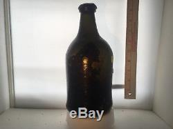 39# c. 1700's-1800's BLACK GLASS BLOWN PORT BOTTLE SEA SALVAGED PIRATE ARTIFACT