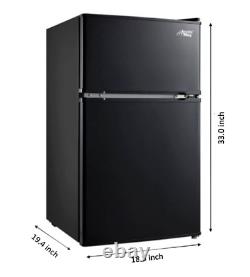 3.2 Cu Ft Fridge Mini Refrigerator Freezer Cooler 2-Door Compact Home Office Blk