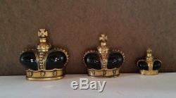 3 Prince Matchabelli CrossTop Black Glass Crown Perfume Bottles