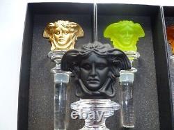 3 Rosenthal Versace Glass Bottle Stoppers Black Gold Yellow Brand New Boxed