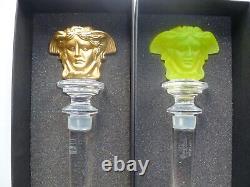 3 Rosenthal Versace Glass Bottle Stoppers Black Gold Yellow Brand New Boxed