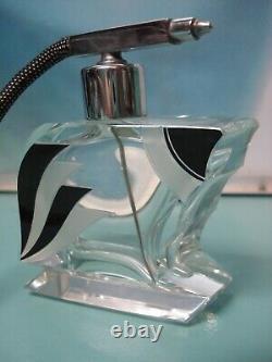 3p Antique Art Deco cut Crystal perfume scent glass vanity box set bottle Palda