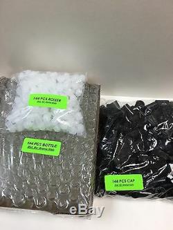 432 Bottles PLAIN 1/3 oz 10ml Clear Glass Roll on With BLACK Cap & Roller