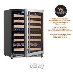 50 Bottles Wine Freezer Home Dual Zone Glass Stainless Steel Door Wood Shelves