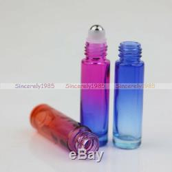 5200X 10ml THICK Gradient Glass Roll On Bottles S/Steel Roller Essential Oils