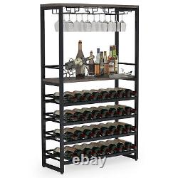 5-Tier Wine Bakers Rack with Glass Holder Wine Bottle Organizer Shelf for Home