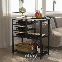 5-Tier Wine Storage Display Shelf with Glass Holder Wine Bar Cabinet Bottle Holder