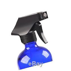 6 Blue Glass Spray Bottle Bottles with Black Trigger Sprayer. 16 oz Refillable