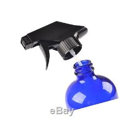 6 Blue Glass Spray Bottle Bottles with Black Trigger Sprayer. 16 oz Refillable