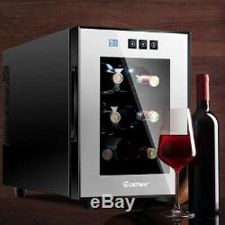 6 Bottle Electric Wine Sake Rack Bar Cooler Refrigerator Glass Door Small Black