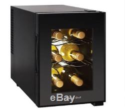 6-Bottle Wine Cooler Refrigerator Glass Door Mini Personal Tiny Small For Home U