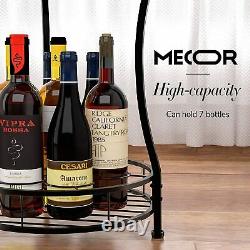 7 Bottle 3 Glass Holder Metal Wine Rack Wine Storage Shelves Wine Display Black