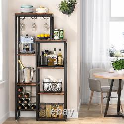 7 Tier Wine Baker Rack with Glass Holder & Wine Storage Wine Display Open Shelf