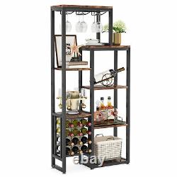 7 Tier Wine Baker Rack with Glass Holder & Wine Storage Wine Display Open Shelf