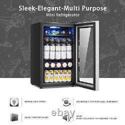 85 Cans or 25 Bottles Beverage Refrigerator Wine Cooler with Glass Door