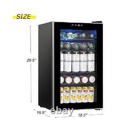85 Cans or 25 Bottles Beverage Refrigerator Wine Cooler with Glass Door