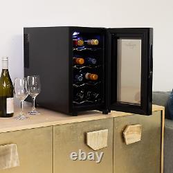 8 Bottle Wine Cooler, Black, Thermoelectric Wine Fridge, 0.8 Cu. Ft. (23L), Free