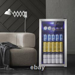 90 Cans or 26 Bottles Beverage Refrigerator Wine Cooler with Glass Door