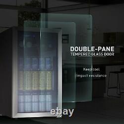 90 Cans or 26 Bottles Beverage Refrigerator Wine Cooler with Glass Door