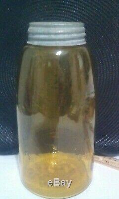 AMBER MASON (cross) 1858 Quart BLACK GLASS SWIRLS Fruit Jar EXCELLENT CONDITION