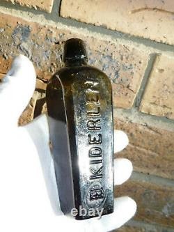 ANTIQUE BOTTLE BLACK TINY E. KIDERLEN DUTCH CASE GIN RARE 5 OZ OLD BOTTLE 1870's