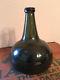 Antique Ca. 1700s Black Glass Hand Blown Dutch Onion Wine Bottle