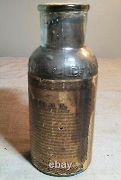 ANTIQUE CHARLES ELLIS PHILADELPHIA FINE WILLOW CHARCOAL MEDICINE BOTTLE with LABEL