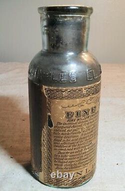 ANTIQUE CHARLES ELLIS PHILADELPHIA FINE WILLOW CHARCOAL MEDICINE BOTTLE with LABEL