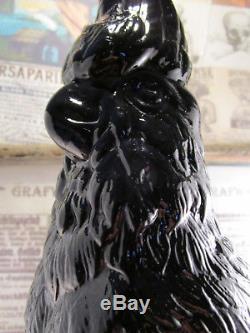 +ANTIQUE+ Extr. LARGE figural Hyalithe / black glass Cockatoo bottle c1890 +WOW+