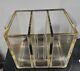 Antique Old 3 Triple Compartment Wet Battery Glass Jar Yellow Uranium Manganese
